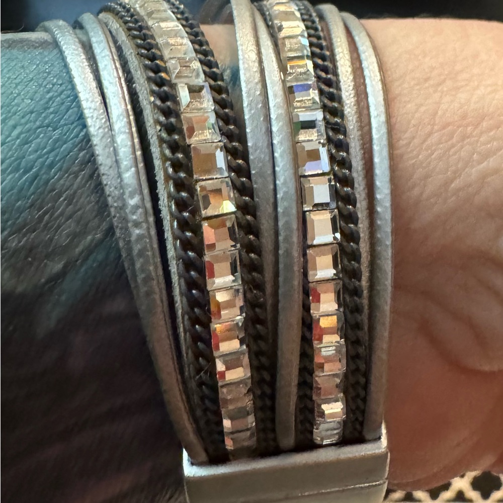 Silver Tone Stack Bracelet - image 2